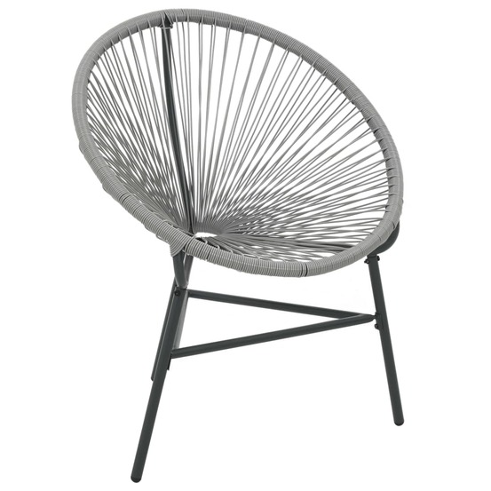 Chaise de jardin sous forme de lune résine tressée gris