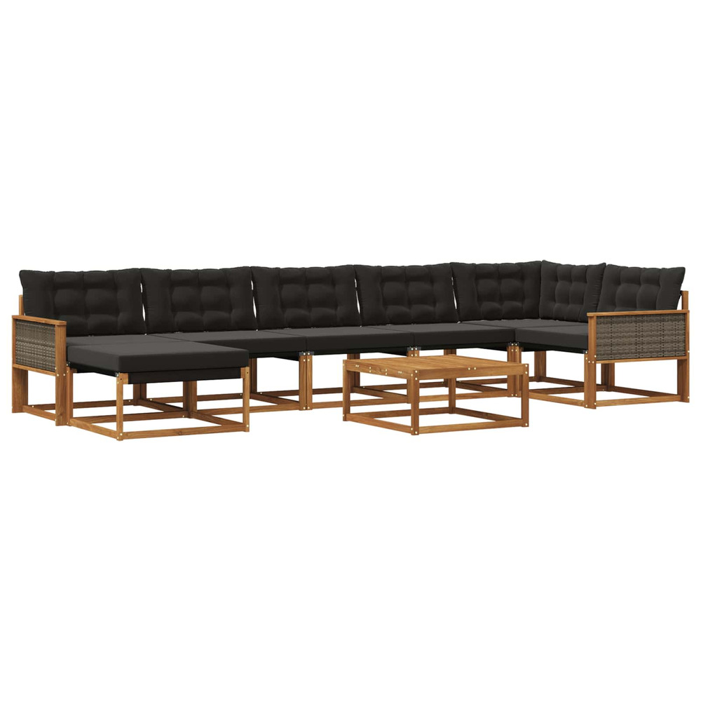 Ensemble de canapés d'extérieur 8 pcs naturel et noir