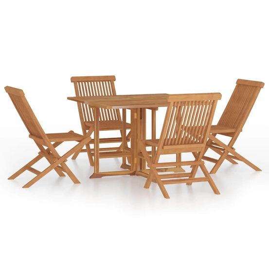 Ensemble à manger d'extérieur pliable 5 pcs bois solide de teck