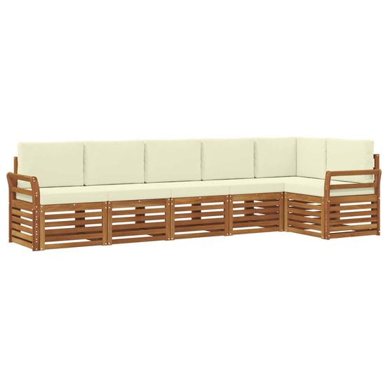 Ensemble de canapé d'angle avec coussin 6 pcs naturel et crème