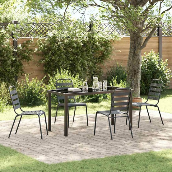 Ensemble de salle à manger pour jardin 5 pcs anthracite