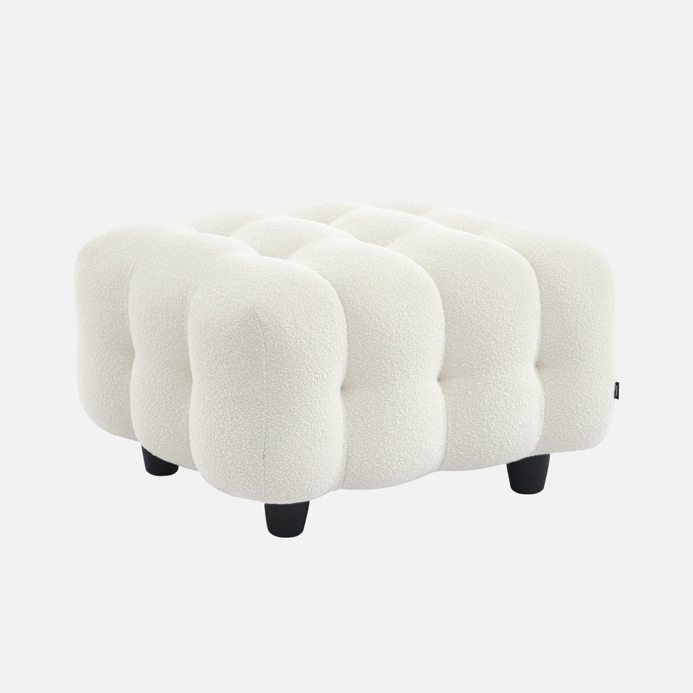 Pouf, module pour canapé, repose-pieds pour canapé 3 places en bouclette texturée l 69 x p 59 x h 48cm - leon