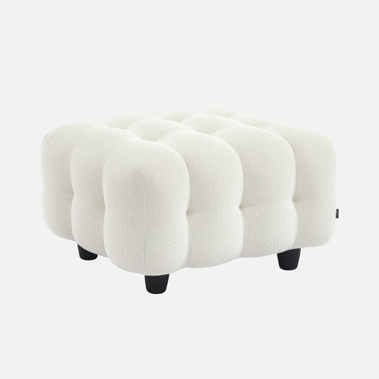 Pouf, module pour canapé, repose-pieds pour canapé 3 places en bouclette texturée l 69 x p 59 x h 48cm - leon