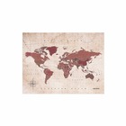 Carte du monde en liège - woody map aquarelle antique / 60 x 45 cm / sans cadre