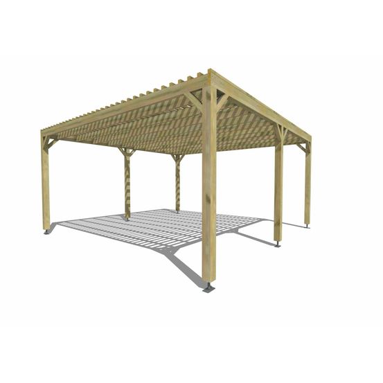 Pergola bois • 5m x 5m • indépendante • sens profondeur • lattage bois • livraison comprise