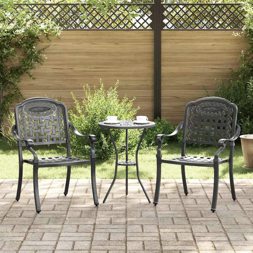 Chaise de jardin 2 pcs noir 55 x 56,5 x 91cm aluminium
