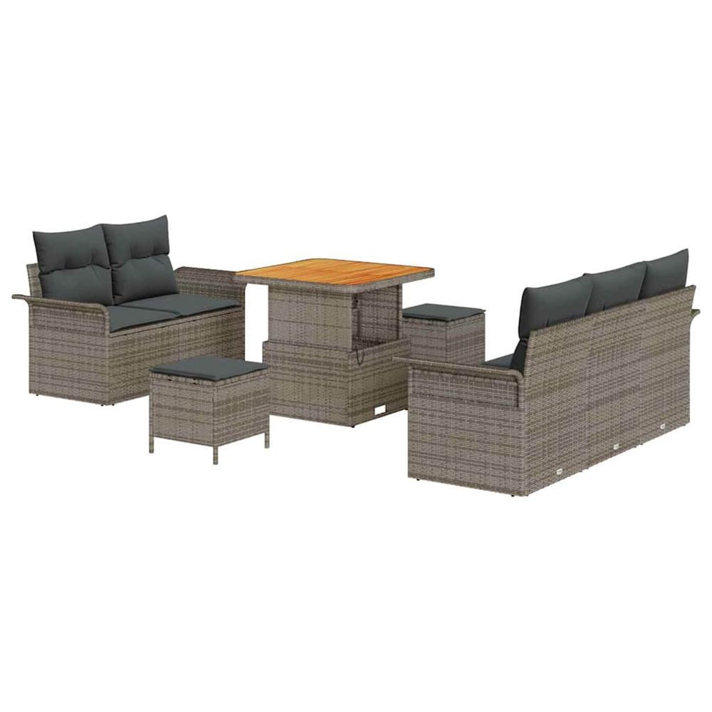 Ensemble de canapé de jardin 8 pc gris polyrotin