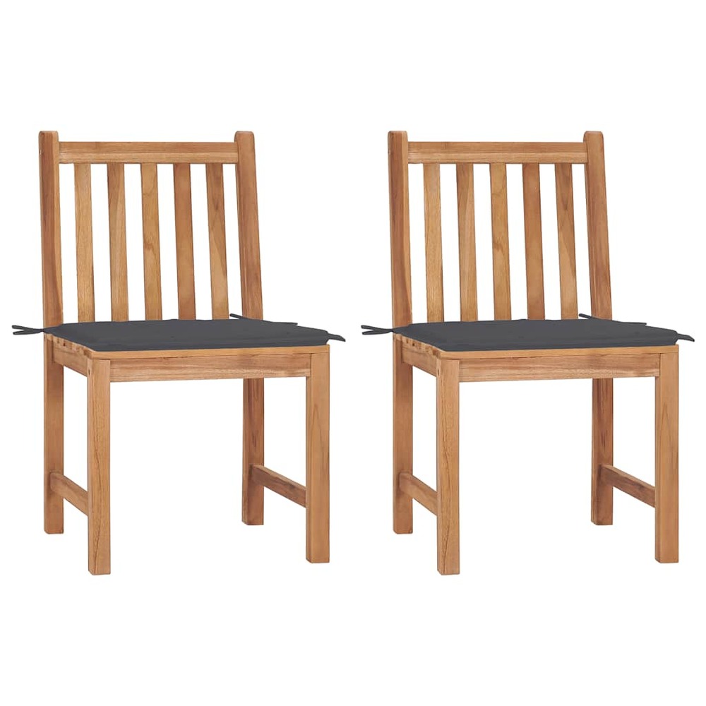 Chaises de jardin lot de 2 avec coussins bois de teck massif