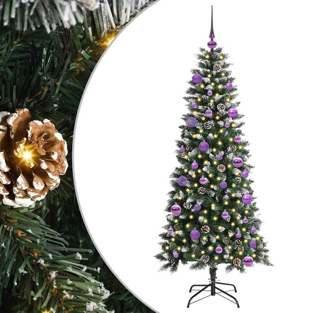 Sapin de noël artificiel vert 150 cm pvc, plastique et acier