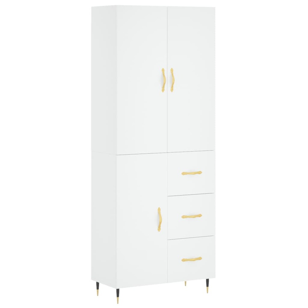 Buffet bahut commode armoire meuble de rangement organisateur cuisine salle de séjour salon haut 69,5 x 34 x 180 cm bois d'in