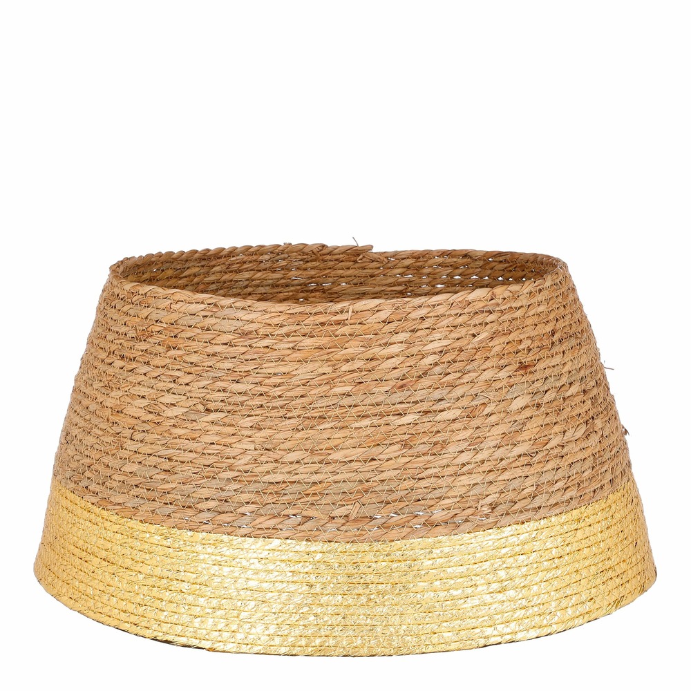 Mica decorations jupe de sapin de noël ø50 x h26 cm - cache pied en jonc de mer - or