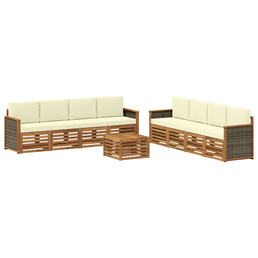 Ensembles de canapés avec coussin 9 pcs bois d'acacia massif