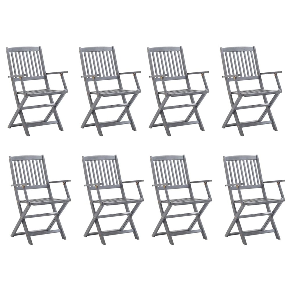 Chaises pliables d'extérieur lot de 8 et coussins bois d'acacia
