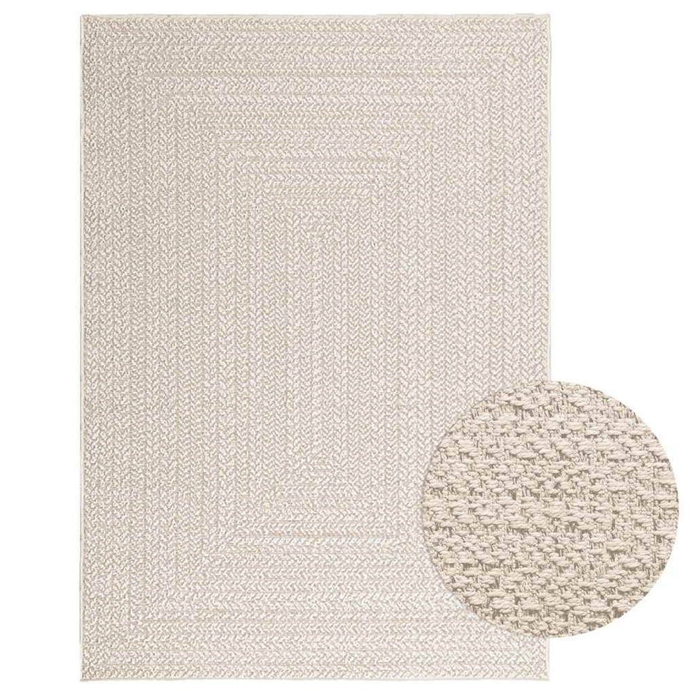 Tapis zizur crème 120x170 cm aspect de jute intérieur extérieur