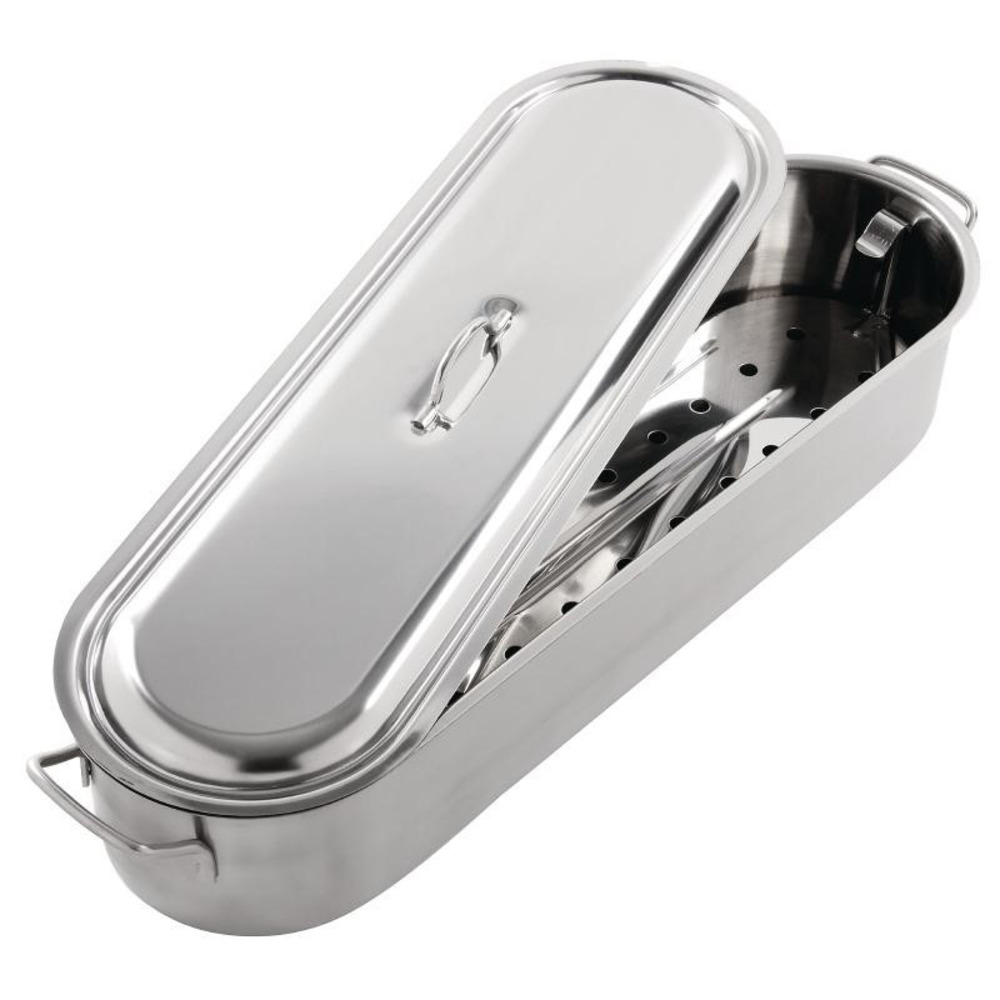 Poissonnière 500 mm en acier inoxydable avec égouttoir - vogue