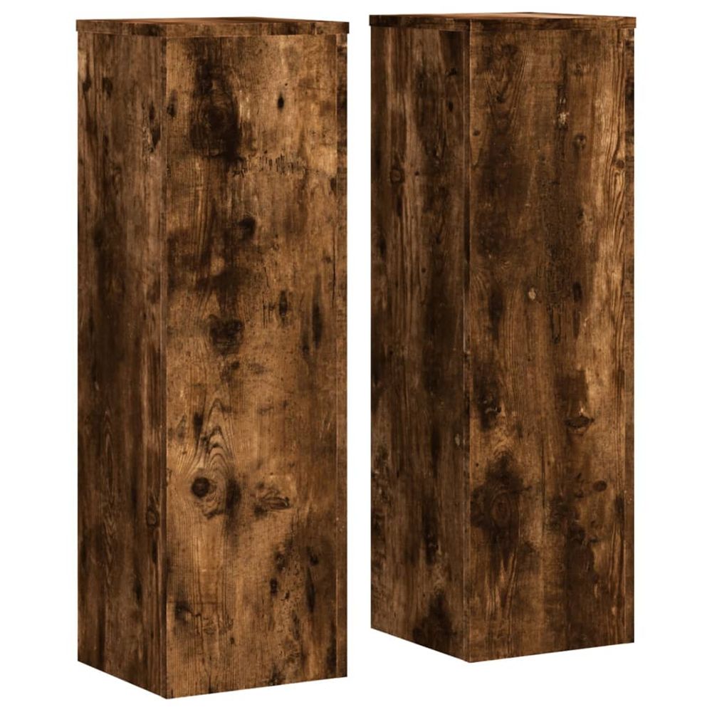 Support de plante 2 pièces chêne fumé bois d'ingénierie