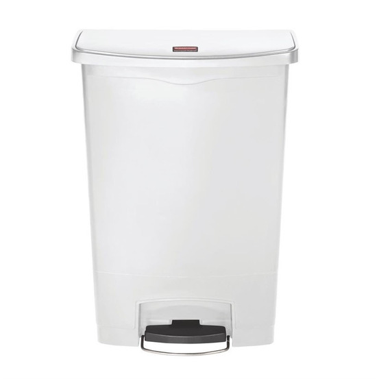 Poubelle à pédale frontale large blanche 90l - rubbermaid