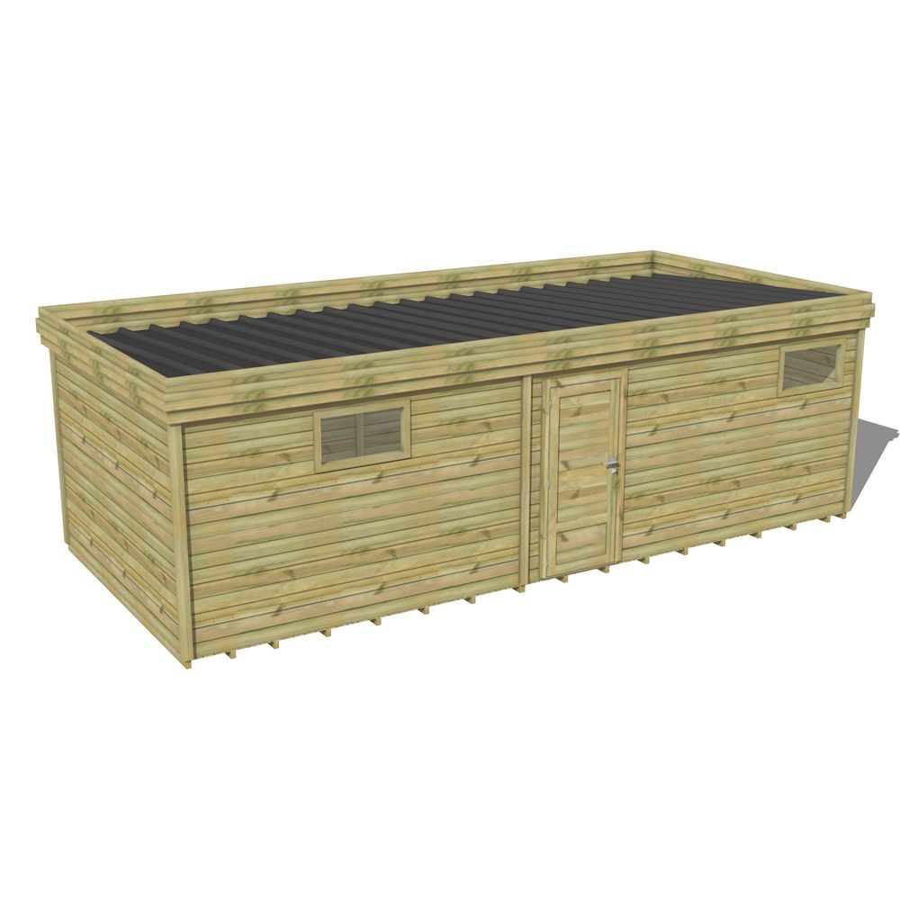 Abri de jardin bois pin traité autoclave 27mm - 7,695x3,44m / 26m2 - bac acier - plancher bois