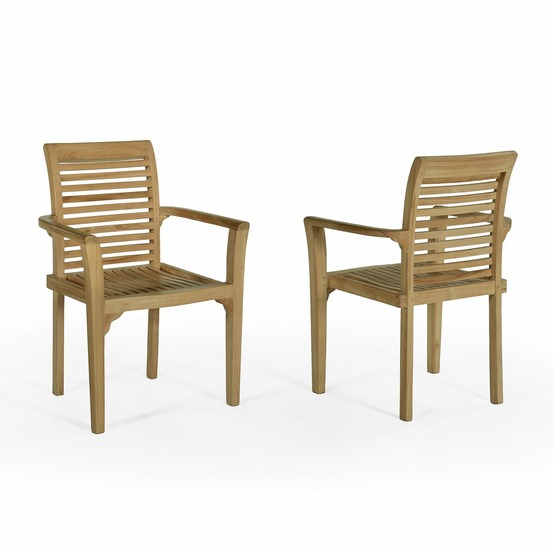 Fauteuils de jardin empilables en teck samoa (lot de 2)