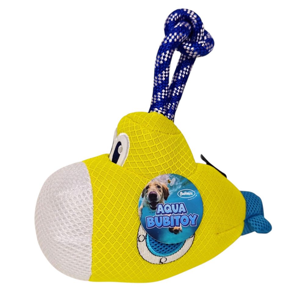 Sous-marin jaune et bleu jouet flottant pour chien bubimex - 23 cm