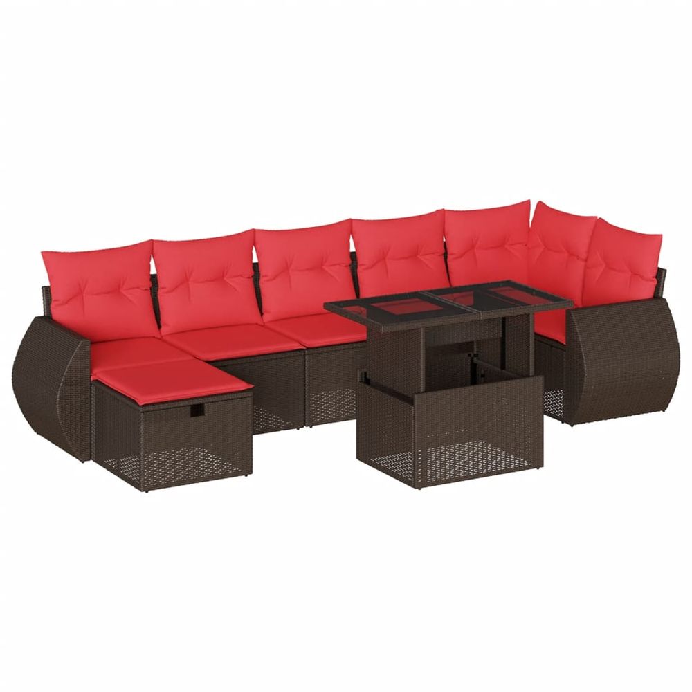 Ensemble de canapé de jardin 8 pcs avec coussins marron