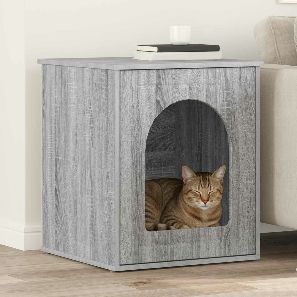 Maison pour chat gris sonoma 53 x 52 x 62 cm bois d'ingénierie