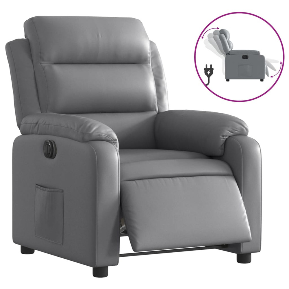 Fauteuil inclinable électrique gris similicuir