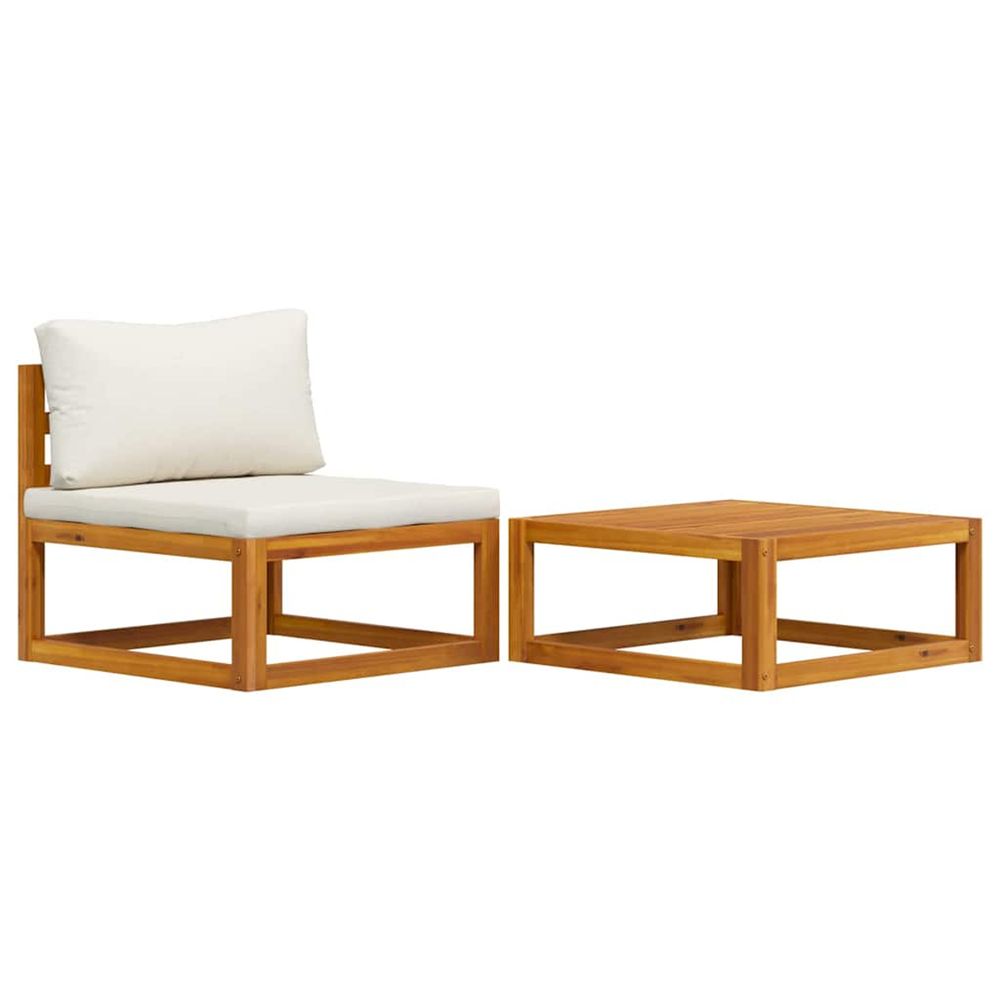 Salon de jardin 2 pcs avec coussin bois d'acacia solide