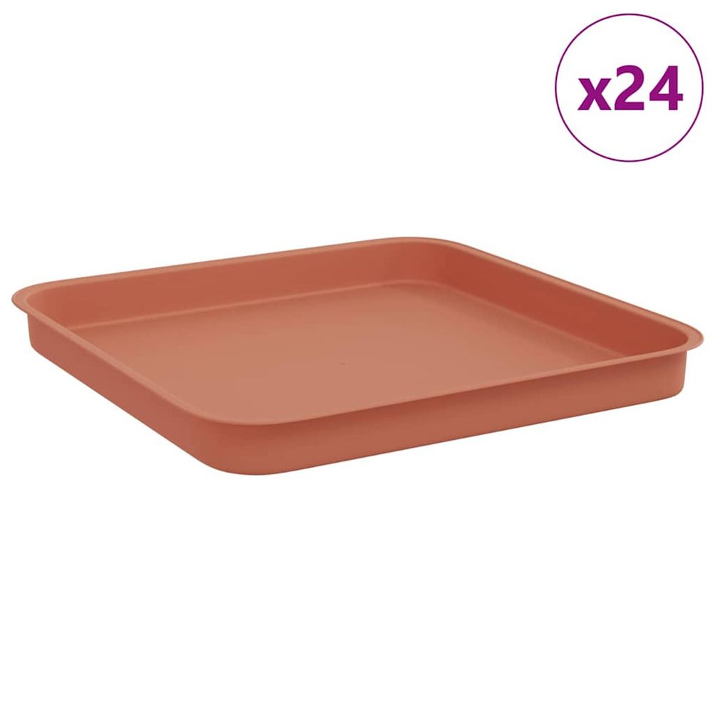 Plateau carré à fleurs 24 pc rouge brique 21 x 21 x 2 cm