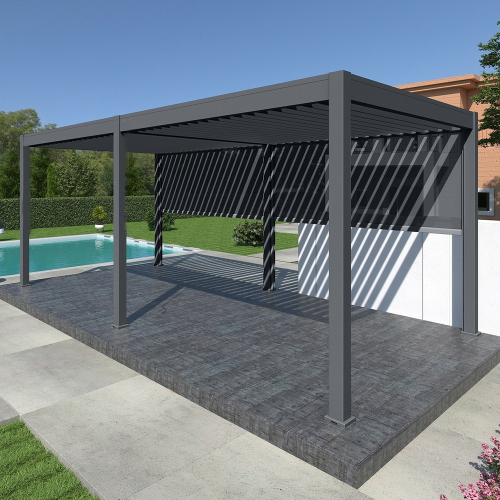 Pergola bioclimatique ombréa autoportante 3x6m - anthracite - elmo