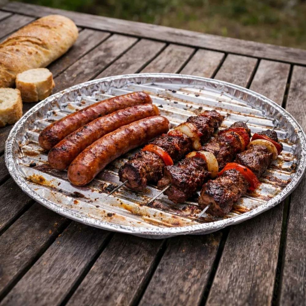 Lot de 3 plateaux en aluminium pour barbecue ø35 cm