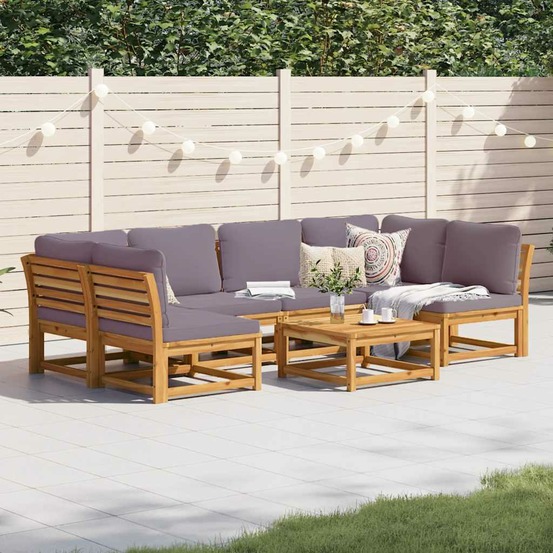 Salon de jardin avec coussins 7 pcs bois massif d'acacia
