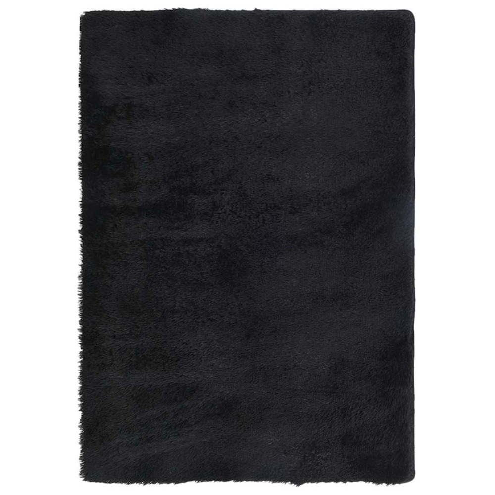 Tapis shaggy à poils longs navarra noir 120x170 cm polyester