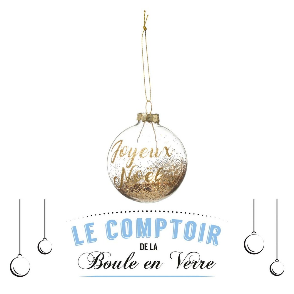 Boule de noël verre 70 mm jaune doré