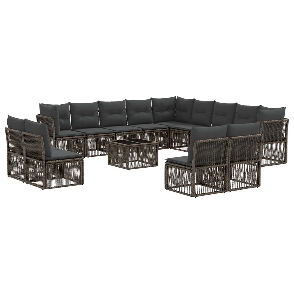 Ensemble de canapé de jardin 14 pc gris polyrotin
