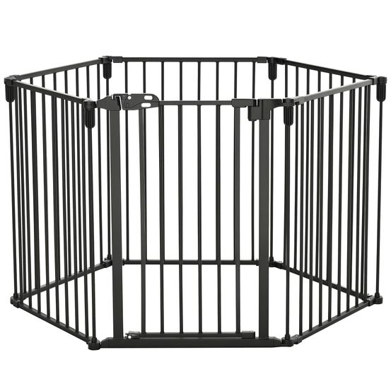 Pare feu barrière sécurité acier chien sans perçage modulable 6 panneaux 362x76 noir