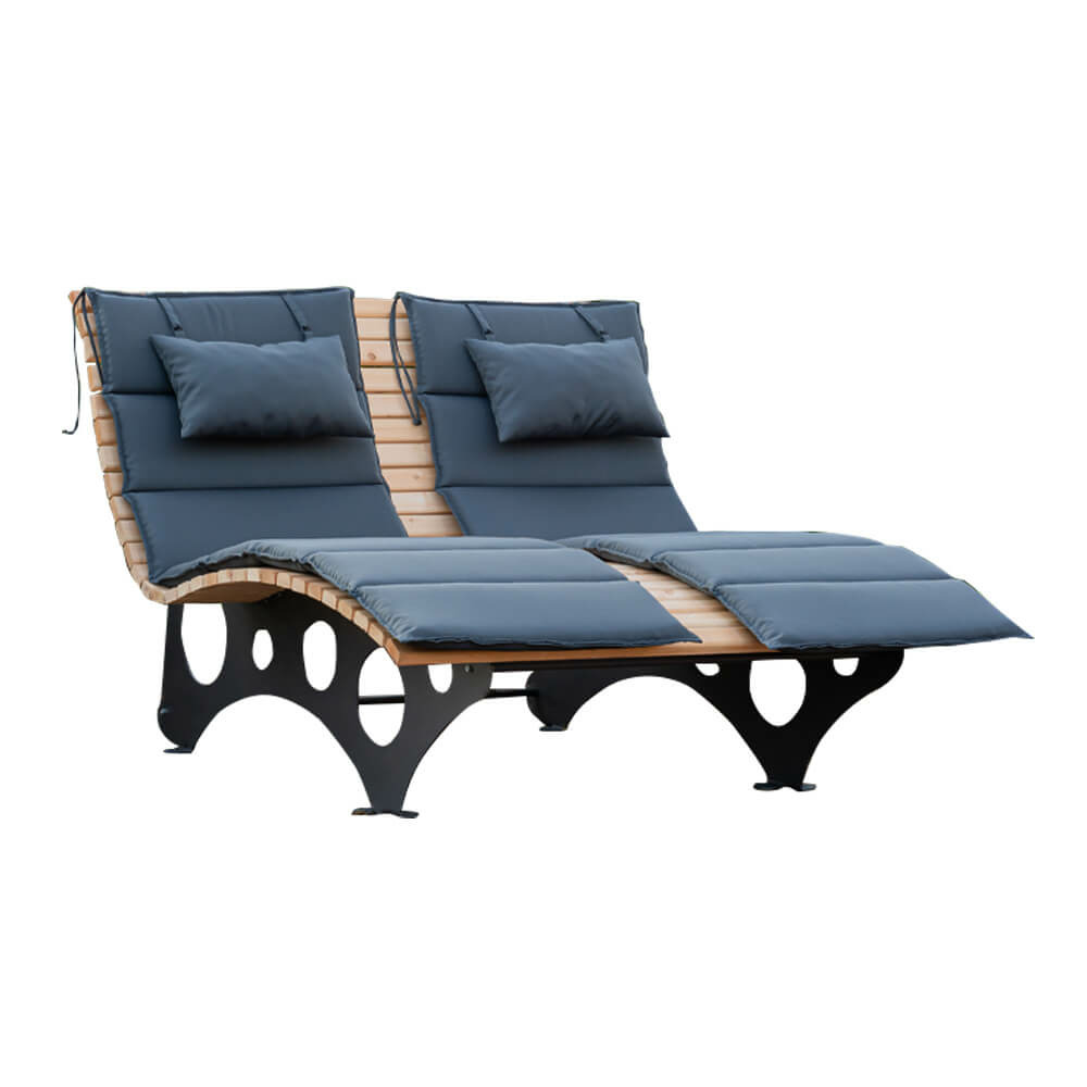 Home deluxe - chaise longue en bois ondulé taiga avec 1x support - waldsofa schwungliege relaxliege