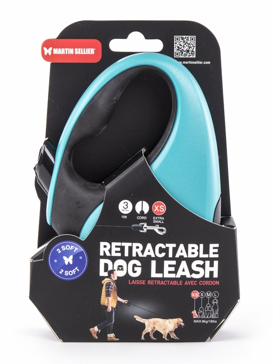 Martin sellier - laisse enrouleur cordon rétractable pour chiens - logo réfléchissant - collection 2 soft