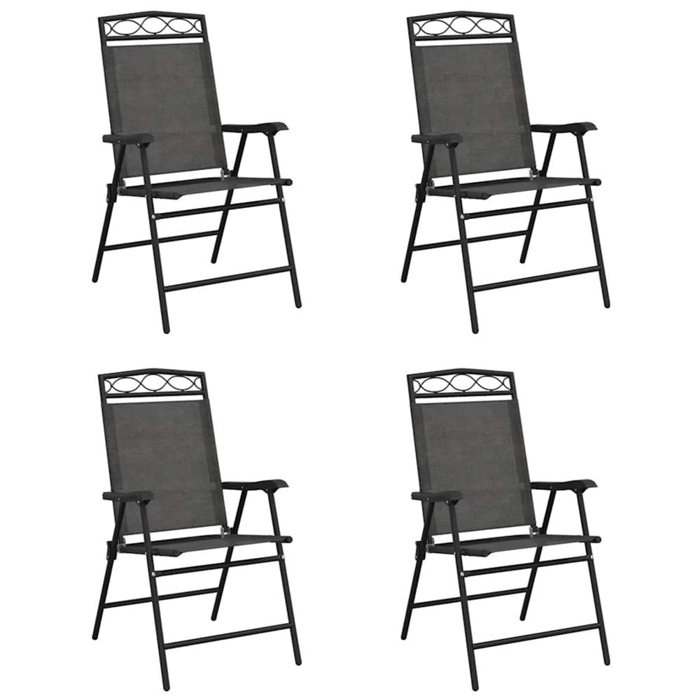 Chaises pliantes, lot de 4, gris chiné, acier et textilène