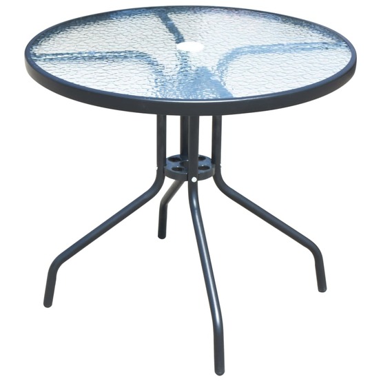 Mobilier de salle à manger d'extérieur 5 pcs acier noir
