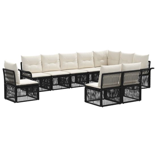Ensemble de canapé de jardin 10 pc noir polyrotin