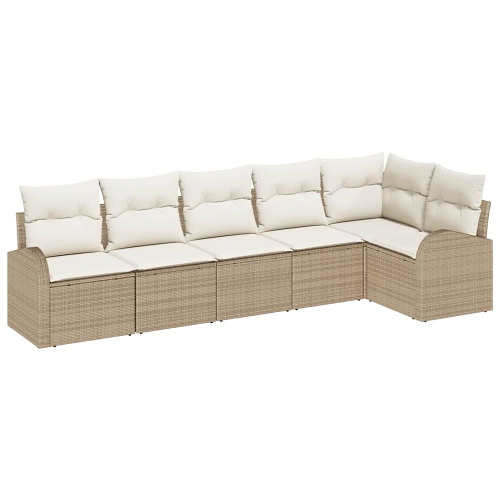 Ensemble de canapé de jardin 6 pc beige et blanc polyrotin