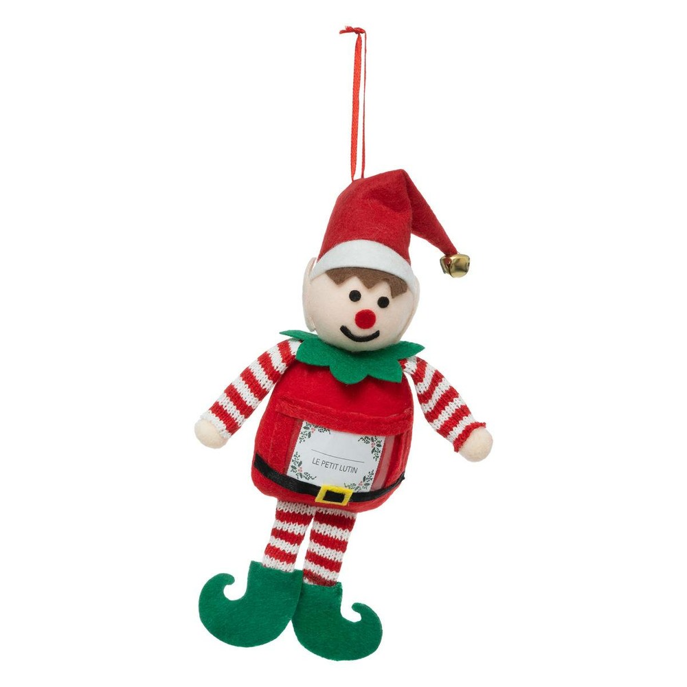 Sujet lutin avec étiquette nom 20cm polyester garçon
