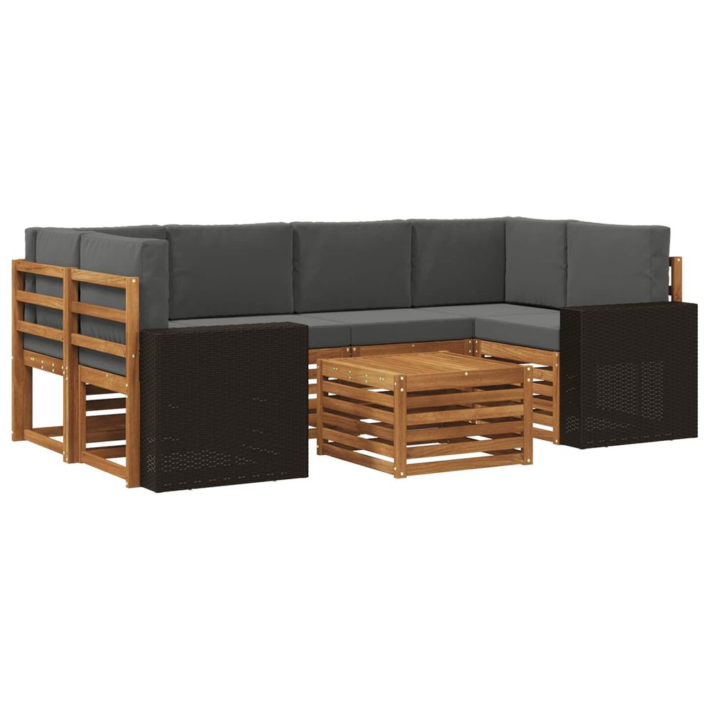 Ensemble de canapés d'extérieur 7 pc naturel et anthracite
