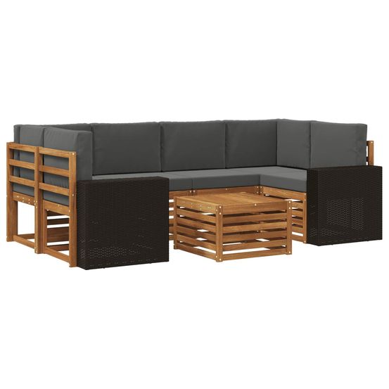 Ensemble de canapés d'extérieur 7 pc naturel et anthracite