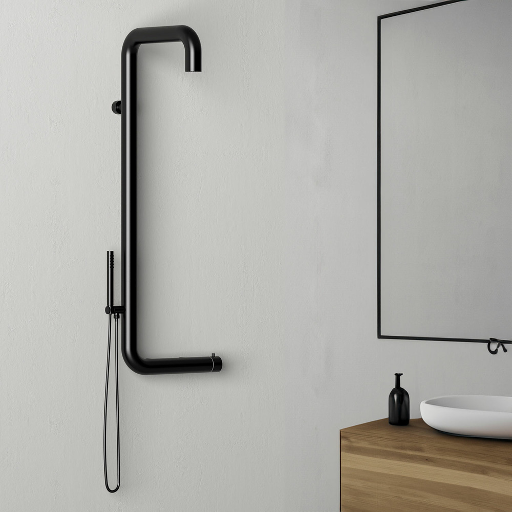 Sined arborea acier 316l douche exterieure murale noire