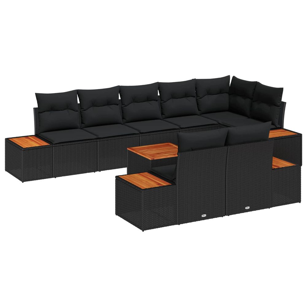 Ensemble de canapé de jardin 9 pc noir poly rotin