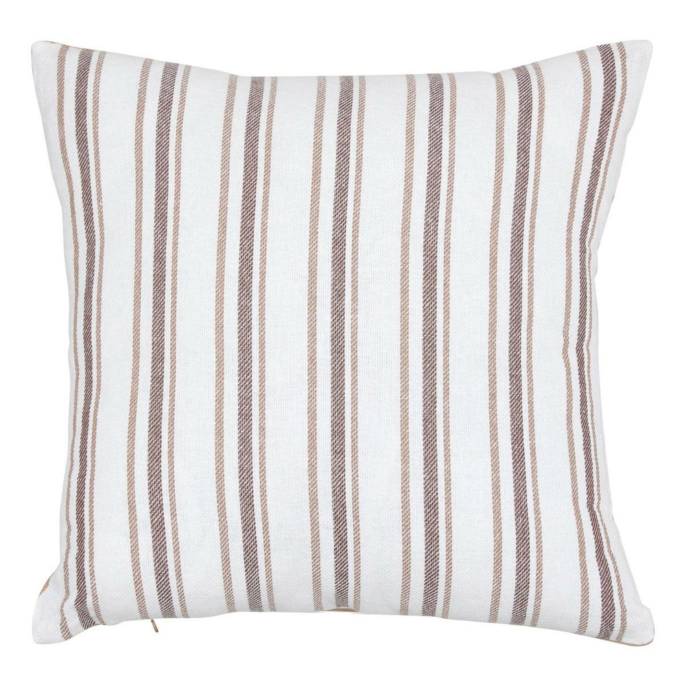 Coussin groove 40x40cm rayé beige lin