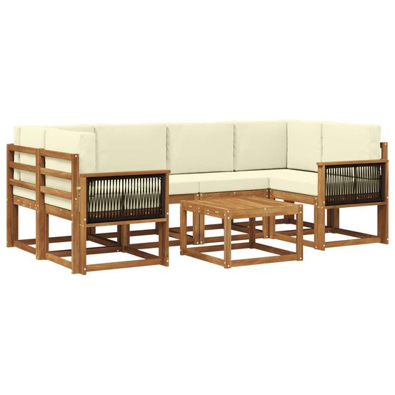 Ensemble de canapés d'extérieur 5 pc naturel et crème