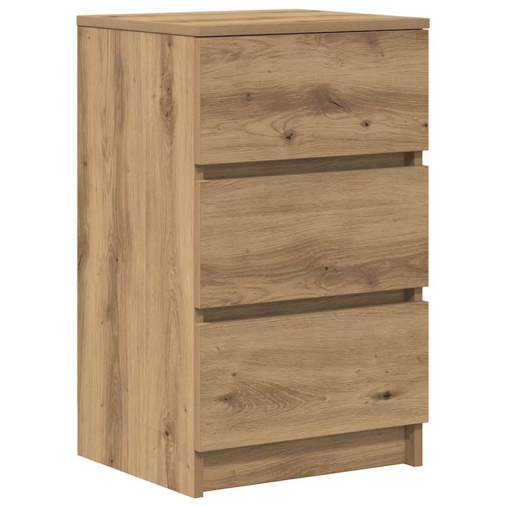 Table de chevet avec 3 tiroirs chêne artisanal 39x35x65 cm
